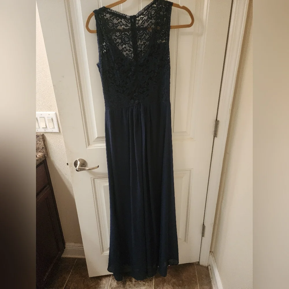 Miusol Navy Lace Maxi Dress Sleeveless Formal Evening Dress Size M - Picture 5 of 7